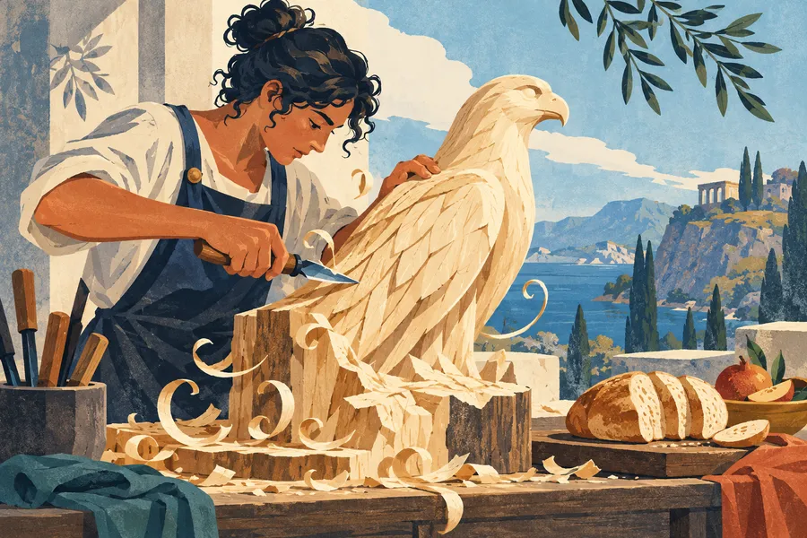 carve の語源のイメージ:刃で刻んで形を作る