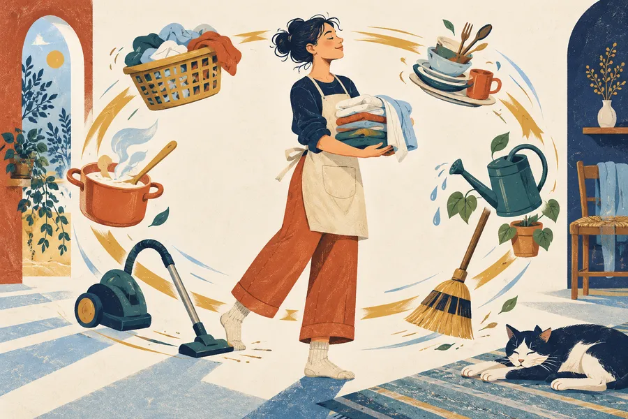 chore の語源のイメージ:くり返し回ってくる仕事