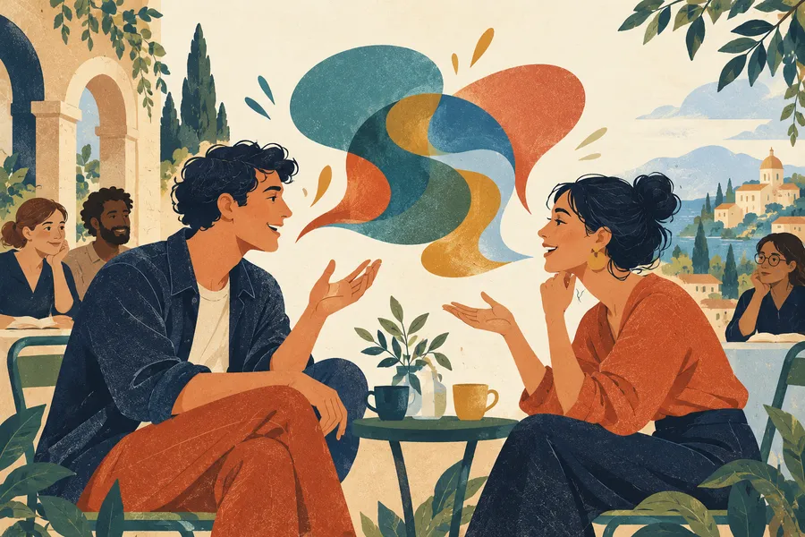 colloquial の語源のイメージ:向かい合っておしゃべりするような