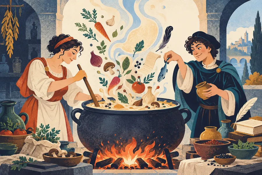concoct の語源のイメージ:いろいろ混ぜて煮て作る