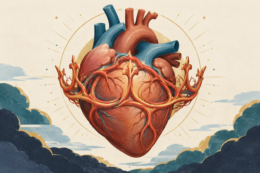 coronary の語源のイメージ:心臓を冠のように囲む