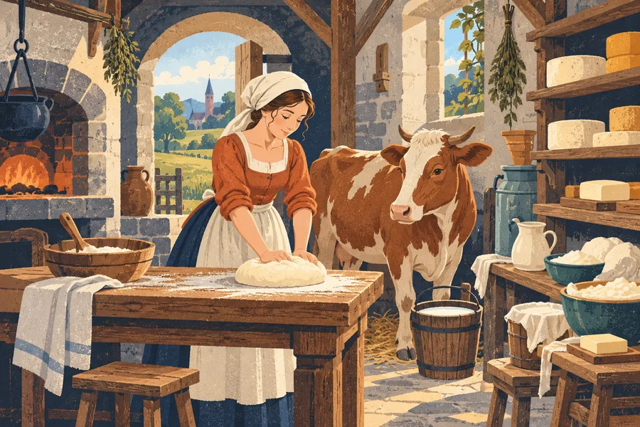 dairy の語源のイメージ:乳を扱う女性の仕事場