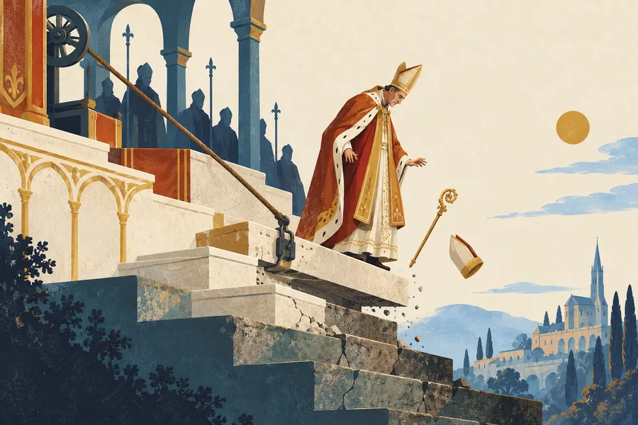 degrade の語源のイメージ：段を引きずり下ろす