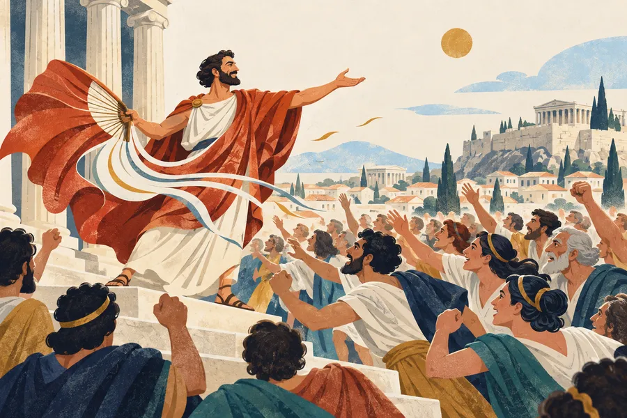 demagogue の語源のイメージ:民衆をあおって導く者