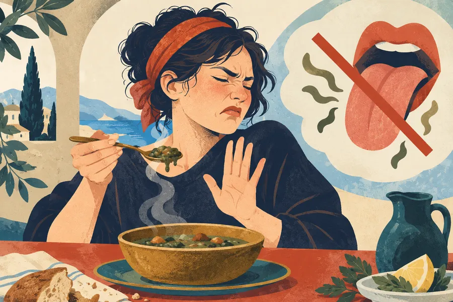 disgust の語源のイメージ：味が口に合わない