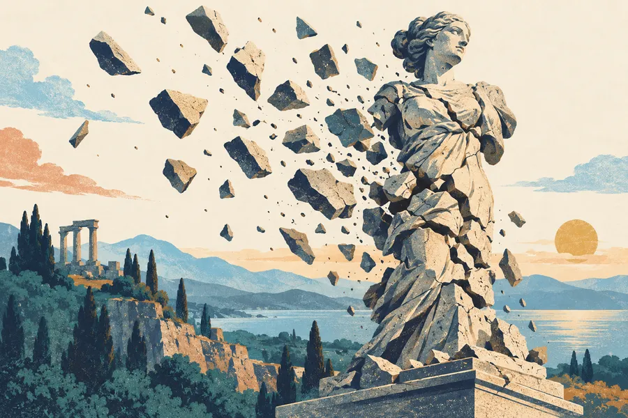 disintegrate の語源のイメージ：まるごとがばらばらに