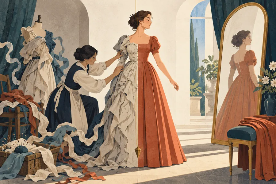 dress の語源のイメージ：まっすぐに整える