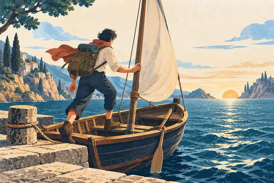 embark の語源のイメージ：船に乗り込む