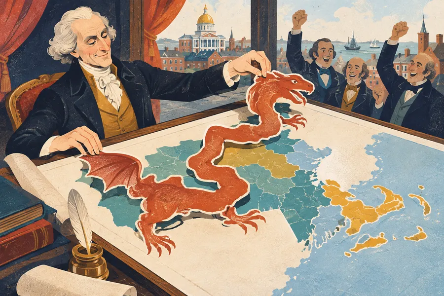 gerrymander の語源のイメージ:自党に有利に区割りする