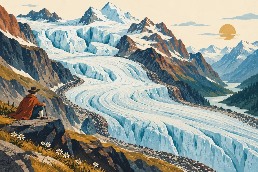 glacier の語源のイメージ：ゆっくり流れる氷
