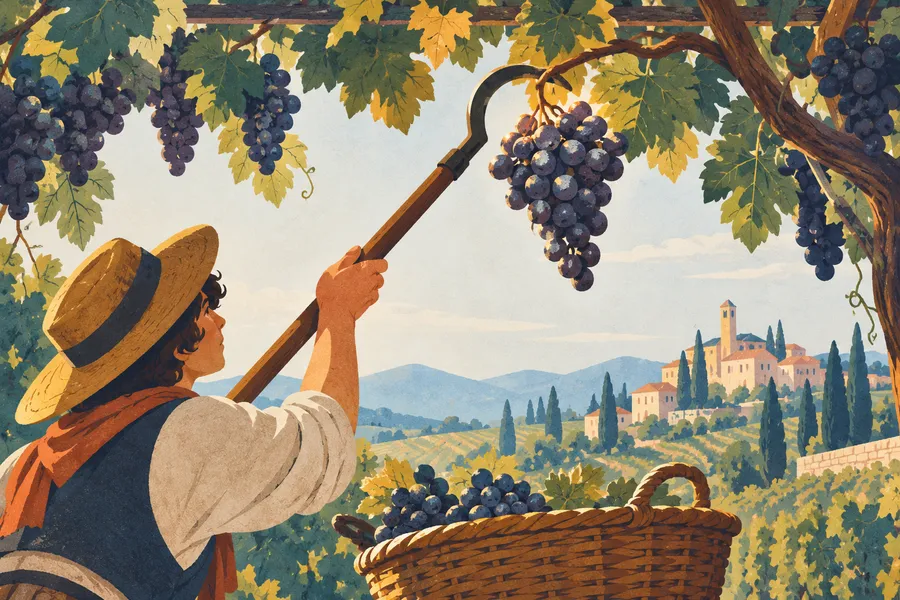 grape の語源のイメージ：かぎで摘む房