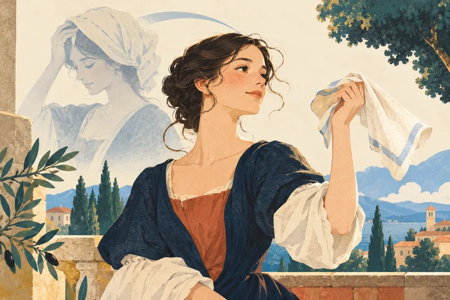 handkerchief の語源のイメージ：手に持つ頭の覆い