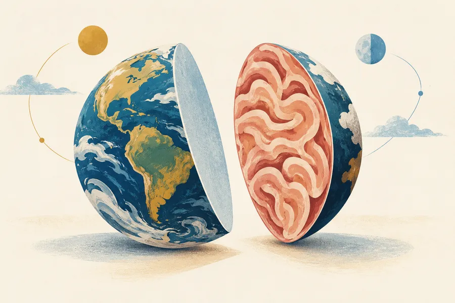 hemisphere の語源のイメージ：球を半分に割った形