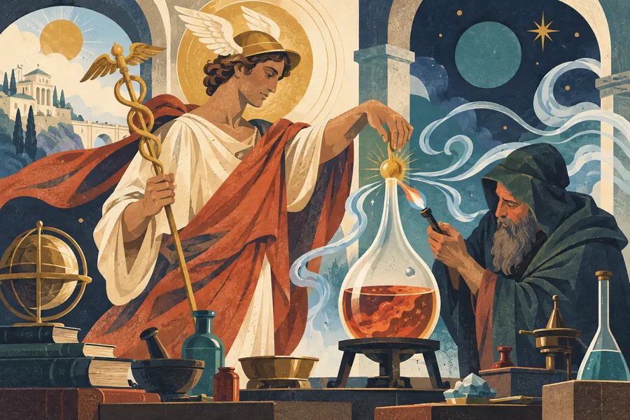 hermetic の語源のイメージ：ヘルメスの封印で閉じた