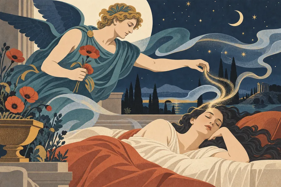 hypnotize の語源のイメージ：眠りの神の力にかける