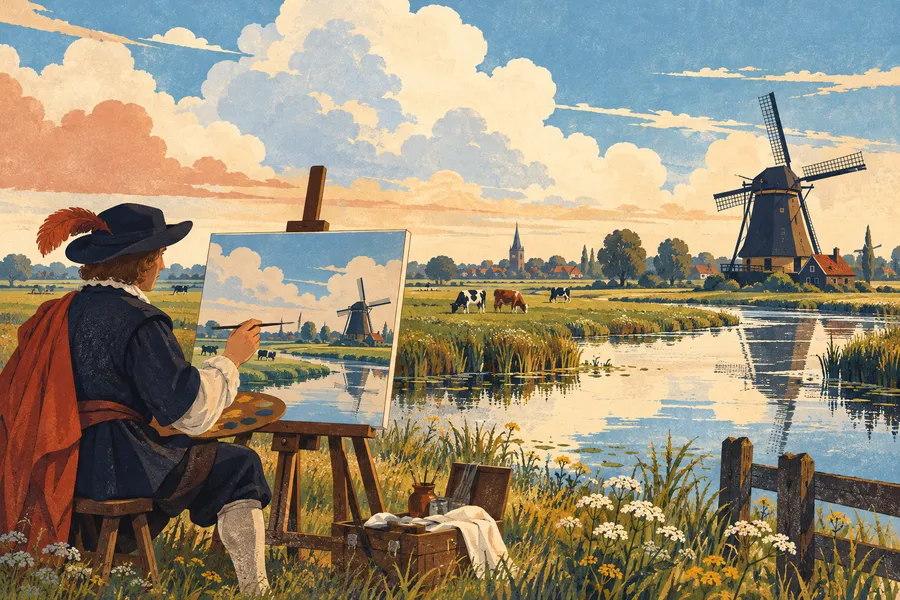 landscape の語源のイメージ：土地のありさまを描いた絵