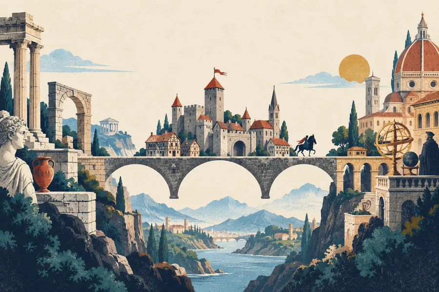 medieval の語源のイメージ：あいだの時代の
