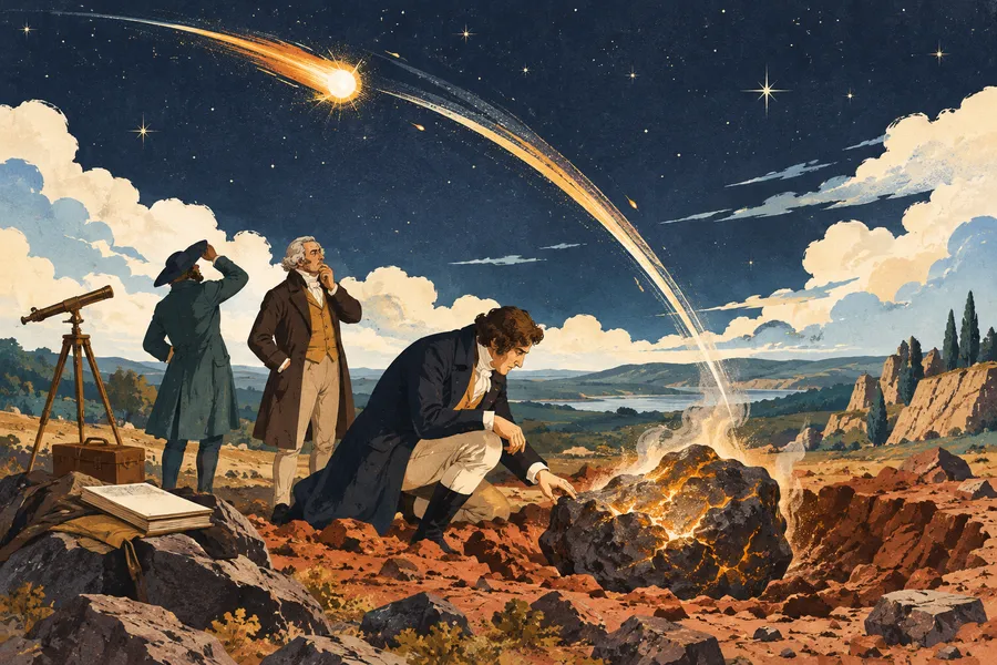 meteorite の語源のイメージ：地上に落ちた流れ星の石