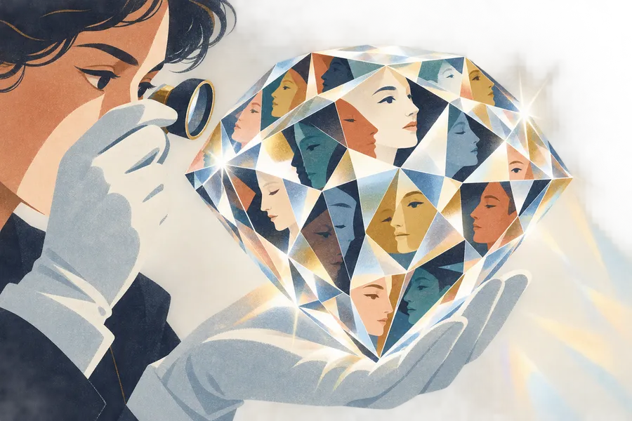 multifaceted の語源のイメージ:たくさんの面を持つ