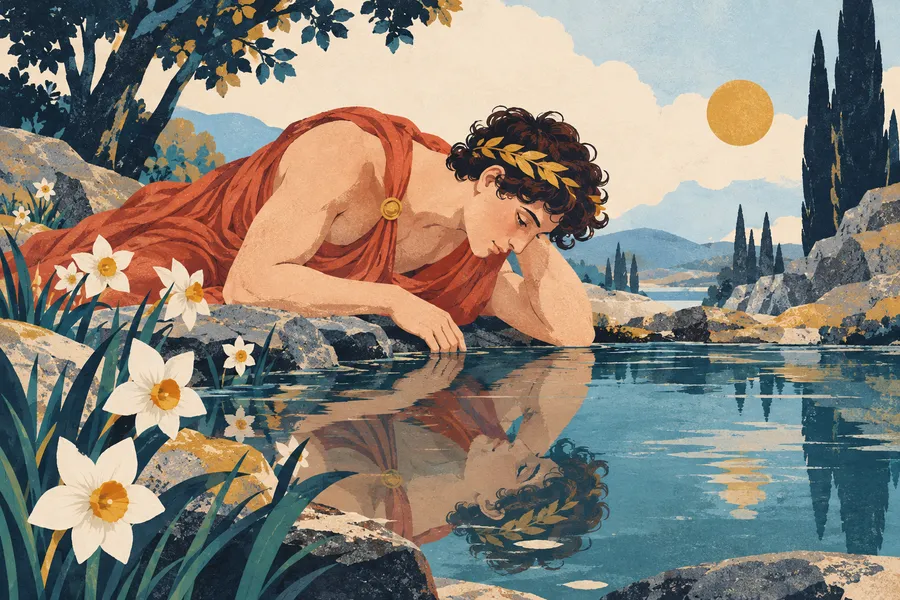 narcissism の語源のイメージ:自分にうっとり見とれる