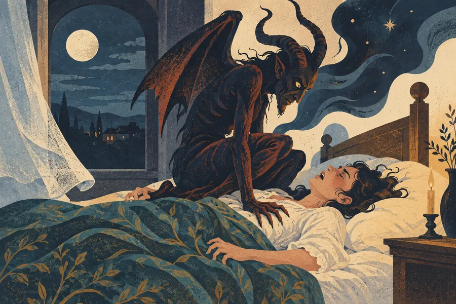 nightmare の語源のイメージ:夜に胸に乗る魔物