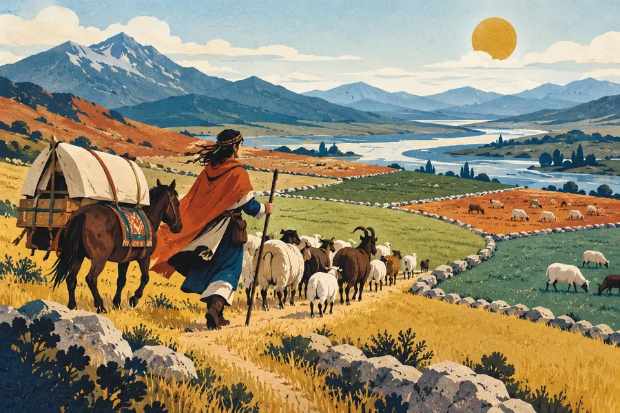 nomadic の語源のイメージ:住まいを決めず移動する
