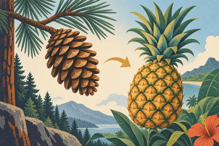 pineapple の語源のイメージ：松かさに似た果物