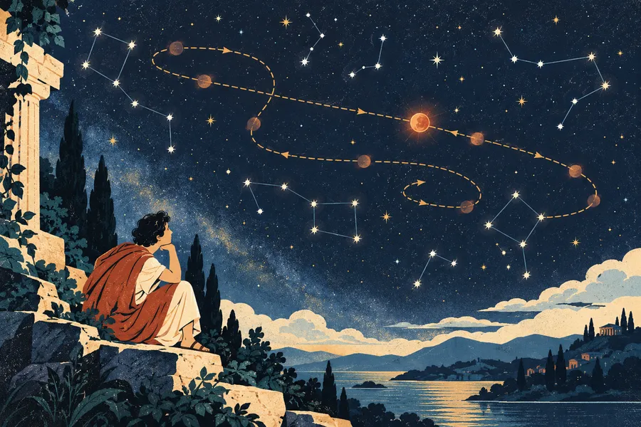 planet の語源のイメージ：夜空をさまよう星