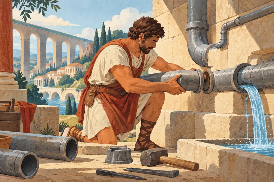 plumber の語源のイメージ：鉛の管を扱う職人