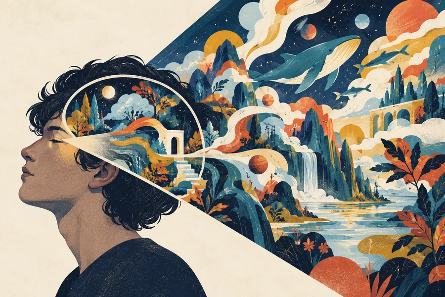 psychedelic の語源のイメージ：心の中を目に見えるようにする