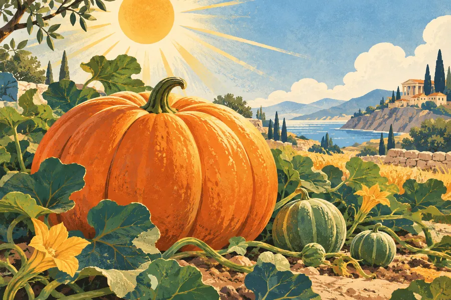 pumpkin の語源のイメージ：日に当たって熟した大きな瓜