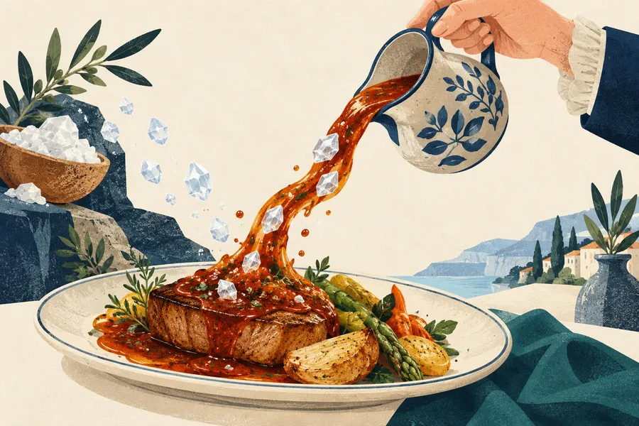 sauce の語源のイメージ：塩味を加える液体