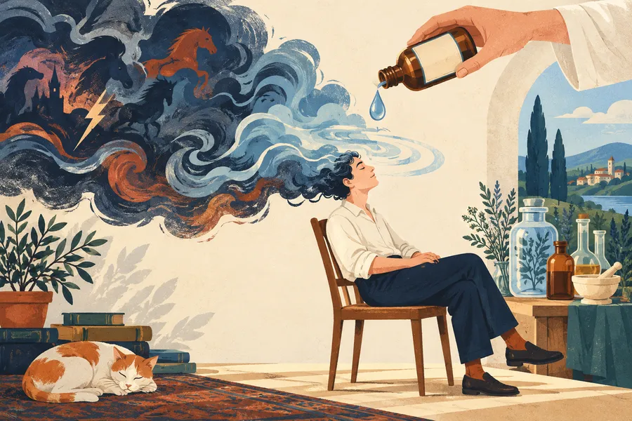 sedative の語源のイメージ：心を静める薬