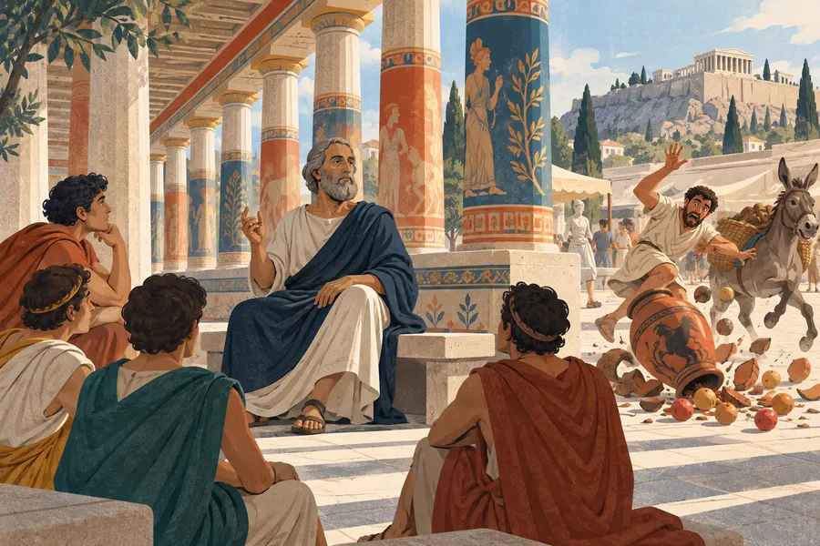 stoic の語源のイメージ:柱廊で説かれた不動心