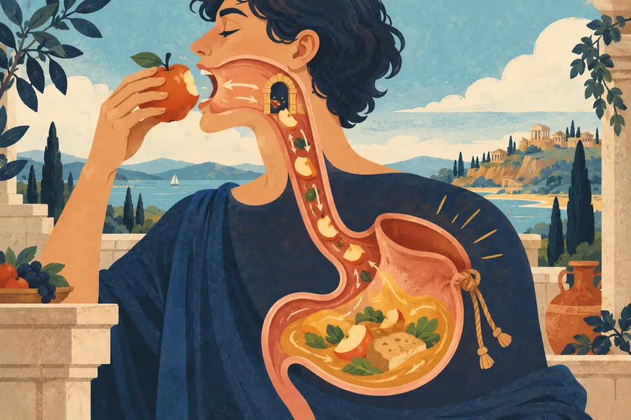 stomach の語源のイメージ:食べ物を受け入れる袋