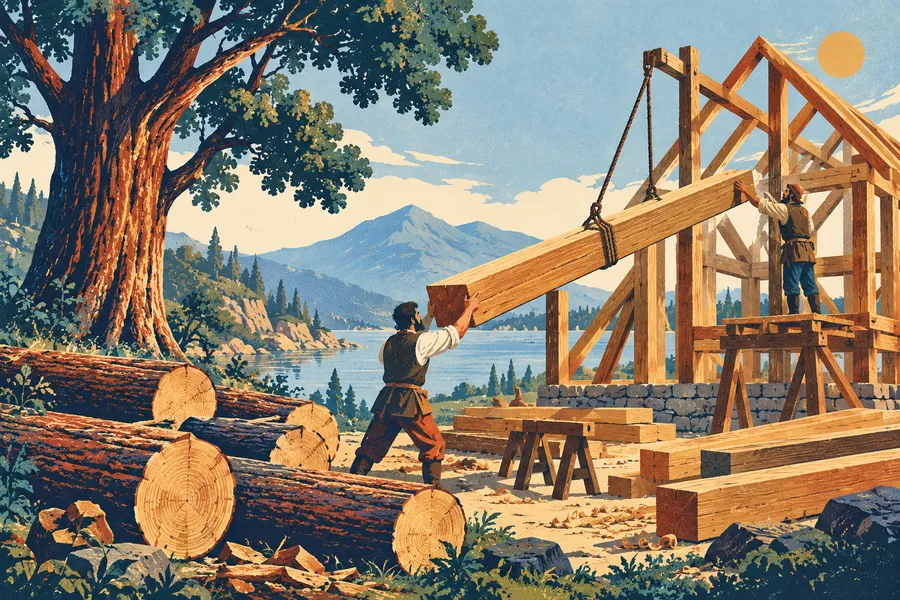 timber の語源のイメージ：建てるための木