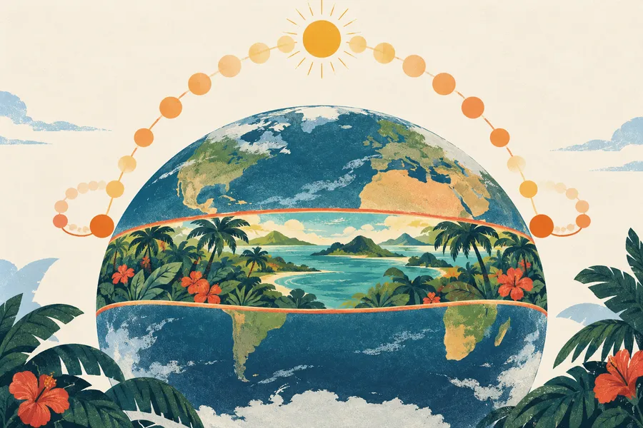 tropical の語源のイメージ：太陽が折り返す線の間