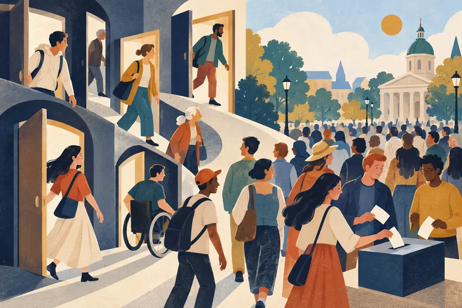 turnout の語源のイメージ：外に出てきた人の数