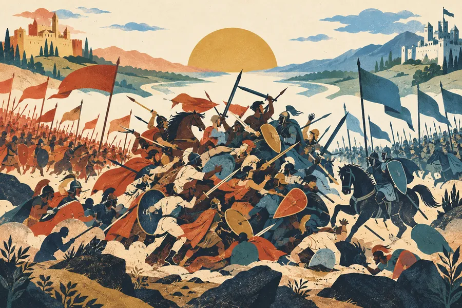 war の語源のイメージ：入り乱れて争う