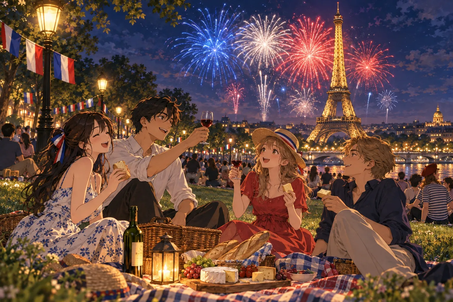 パリ祭(フランス革命記念日)(Bastille Day)のイラスト