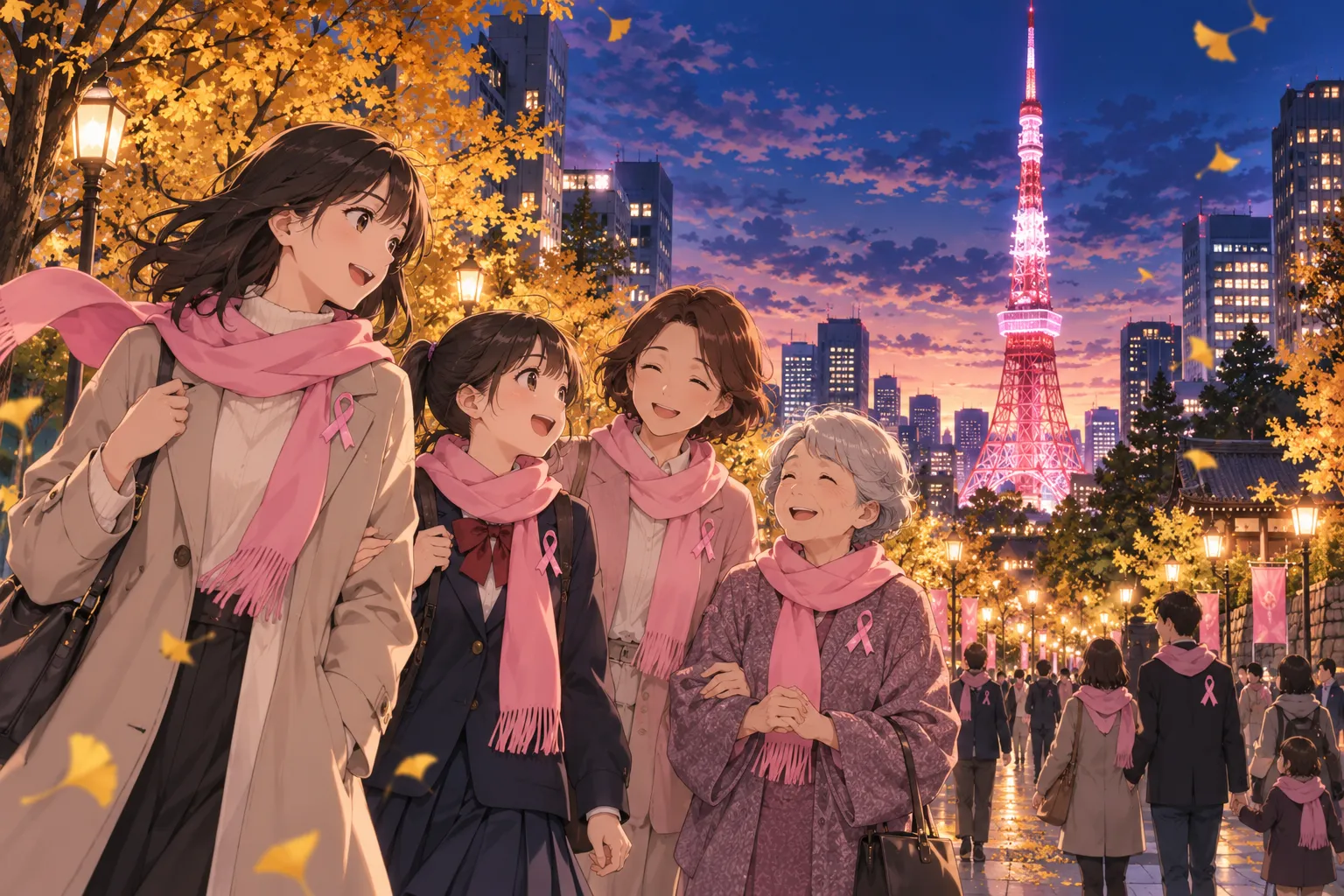 ピンクリボン月間（乳がん啓発月間）（Breast Cancer Awareness Month）のイラスト