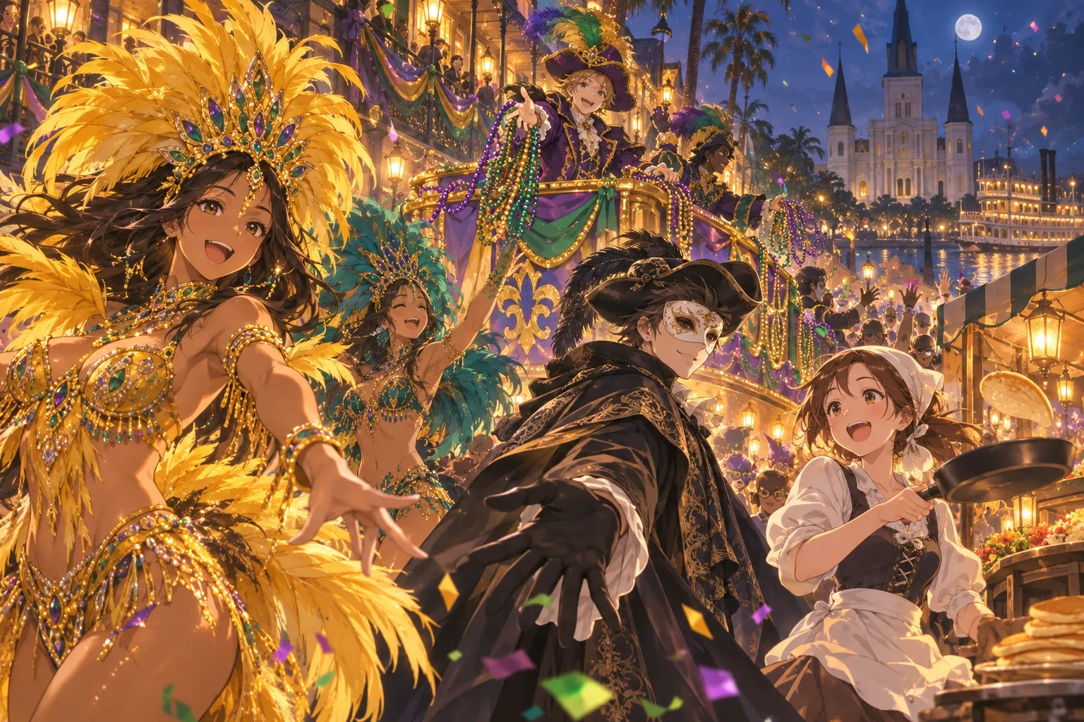 カーニバル(マルディグラ・パンケーキデー)(Carnival & Mardi Gras)のイラスト