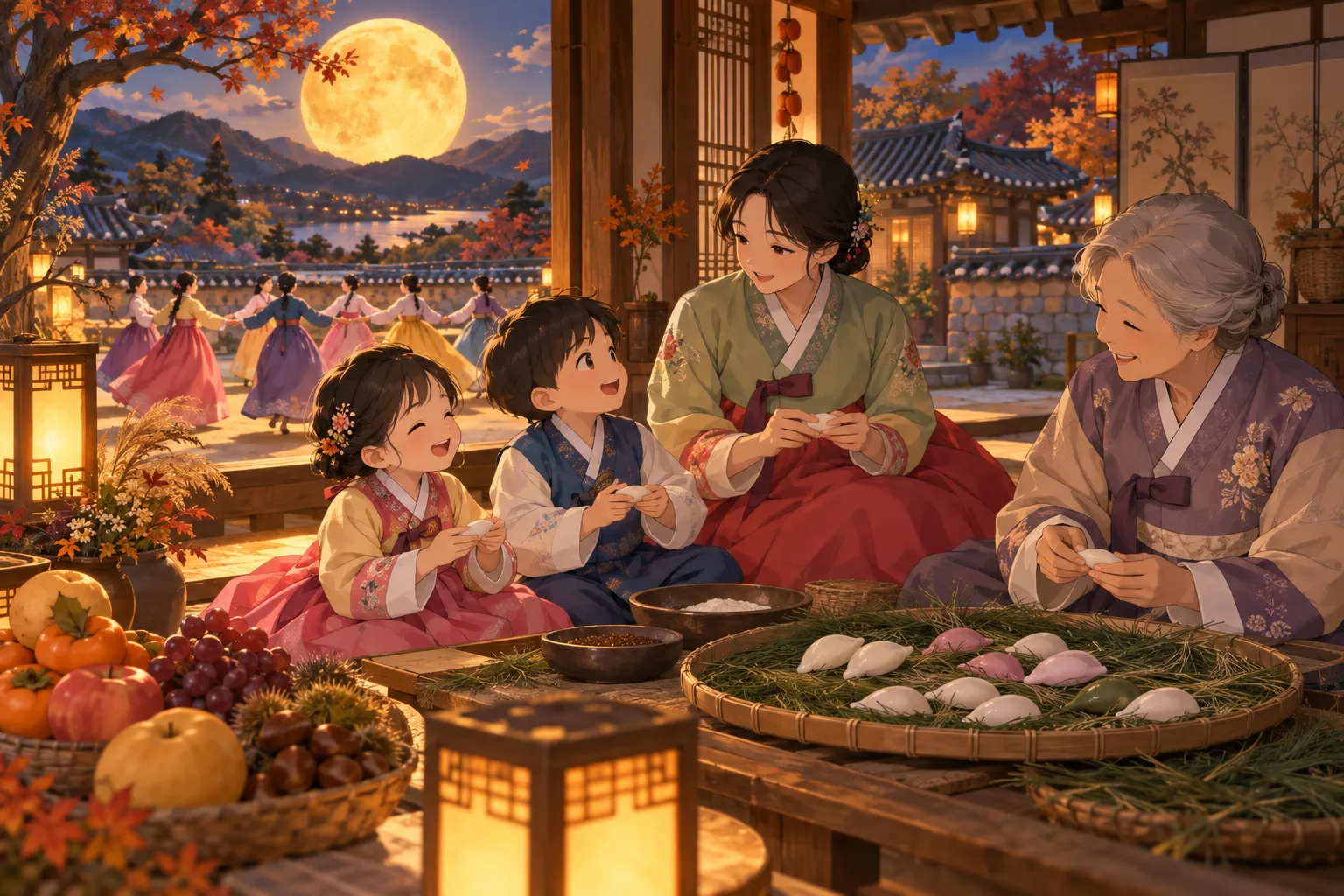 チュソク(韓国の秋夕)(Chuseok)のイラスト