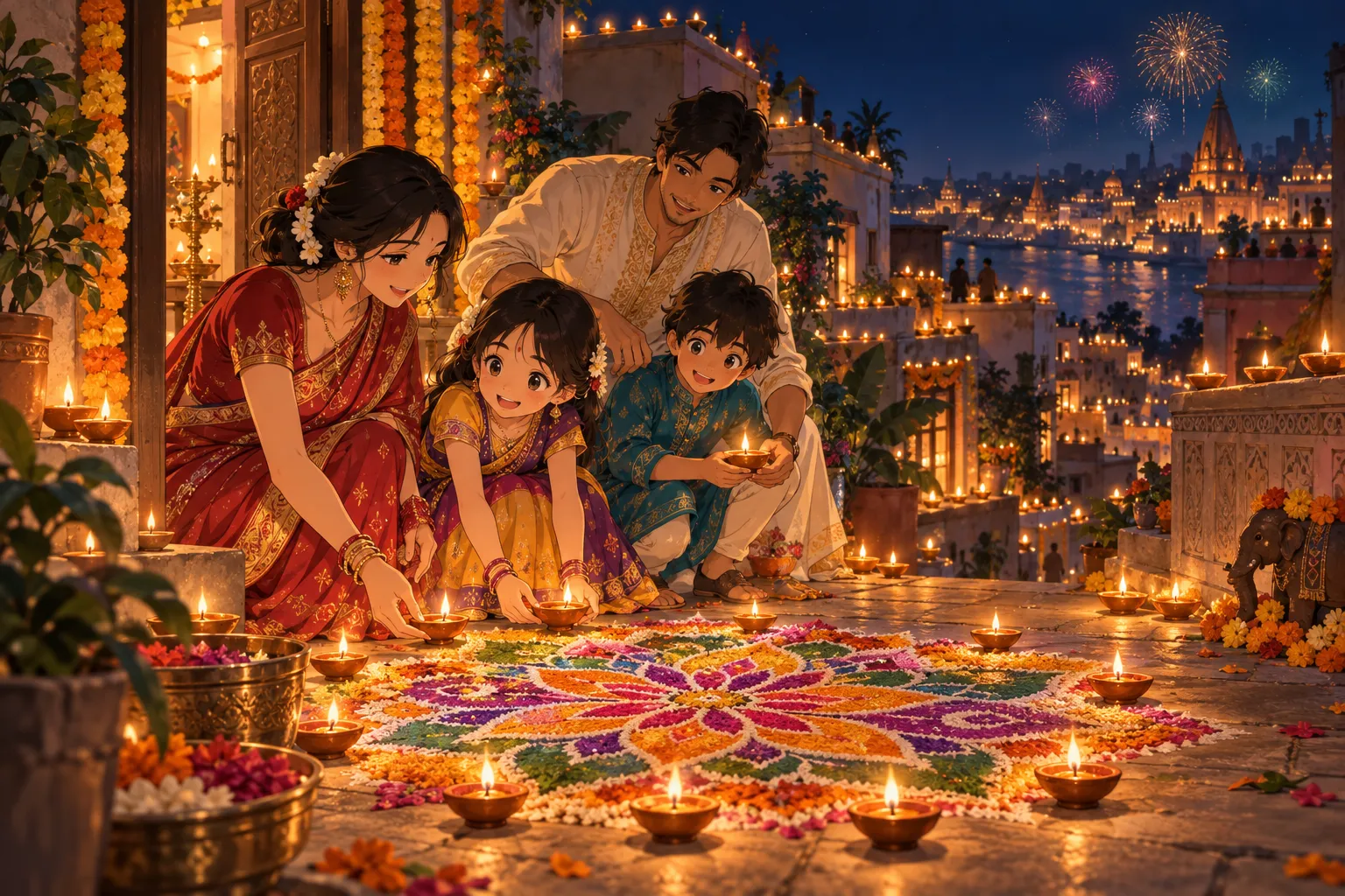 ディワリ(光の祭り)(Diwali)のイラスト