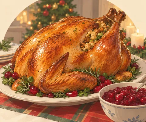 七面鳥の丸焼き(roast turkey)のイラスト
