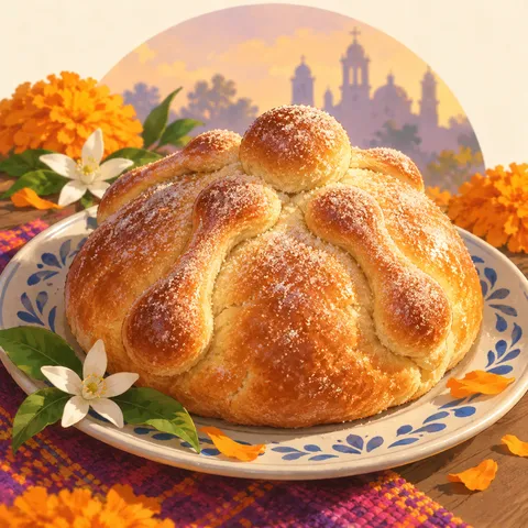 パン・デ・ムエルト(死者のパン)(pan de muerto)のイラスト