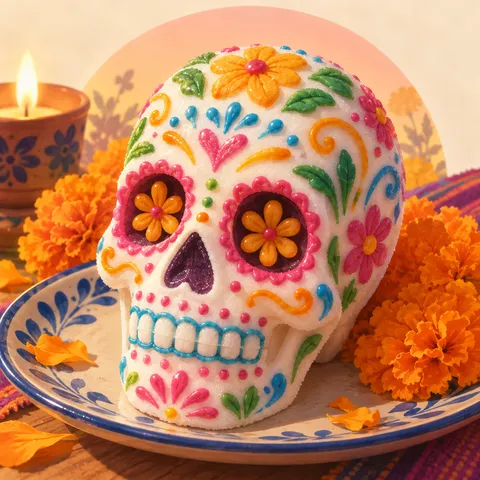 カラベリータ・デ・アスーカル(砂糖のガイコツ)(sugar skull)のイラスト