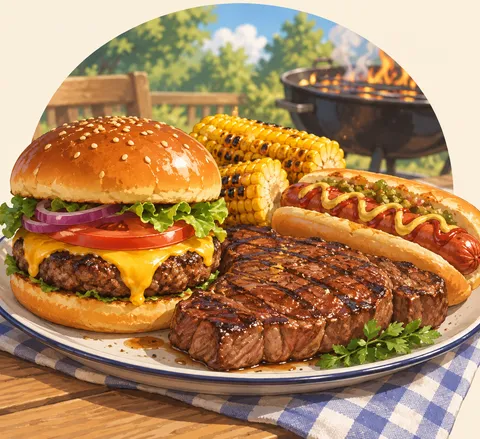 バーベキュー料理(cookout food)のイラスト
