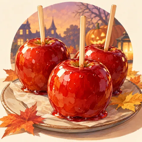 トフィーアップル(キャンディーアップル)(toffee apple)のイラスト
