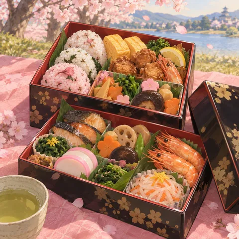 花見弁当(hanami bento)のイラスト